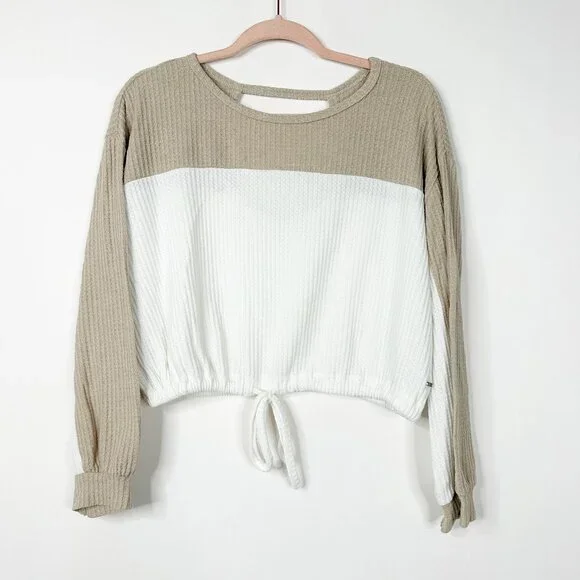 2/$24 Hollister Colorblock Keyhole Cinched Jumper Light Brown XS #A0370 TRB2 - Picture 4 of 10